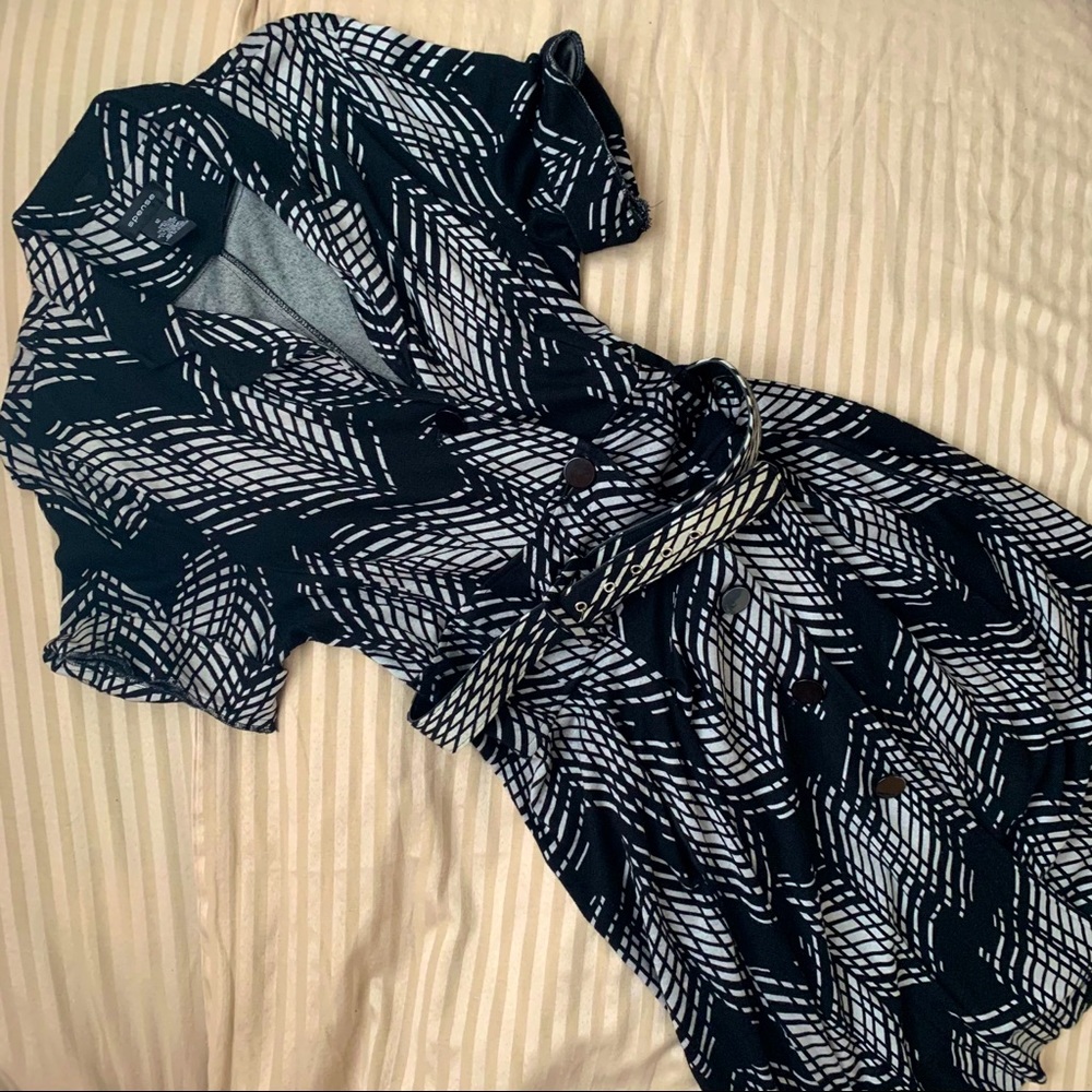 black and gray patterned shirt dress